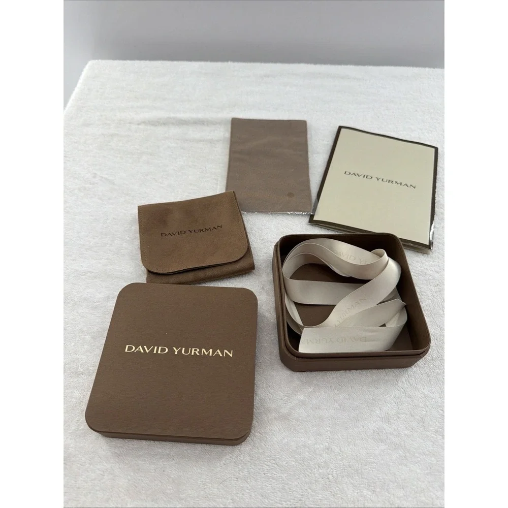 David Yurman Empty Jewelry Large Brown Suede Pouch, Box, Ribbon